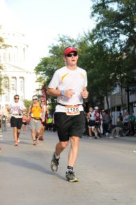 David Miles running during the Iron Man race