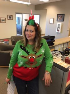 Dressed up for Christmas, Donna is SEAKR's resident tour guide and a breath of fresh air.