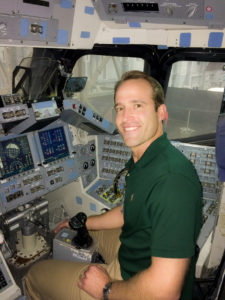 Scott exploring shuttle training while at the Johnson Space Center in Houston.